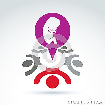 Vector illustration, speech bubble with baby embryo. Vector Illustration